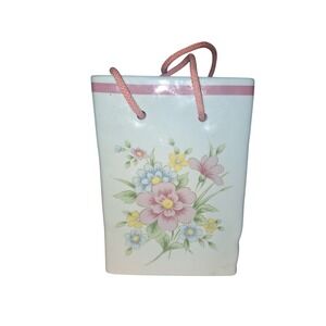 Vintage FTDA 1986 Cottagecore Decor Ceremic Gift Bag Vase Pen/Pencil‎ Holder